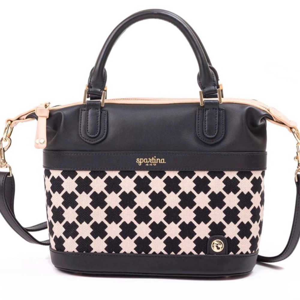 Spartina 449 Black and Tan Patterned Satchel